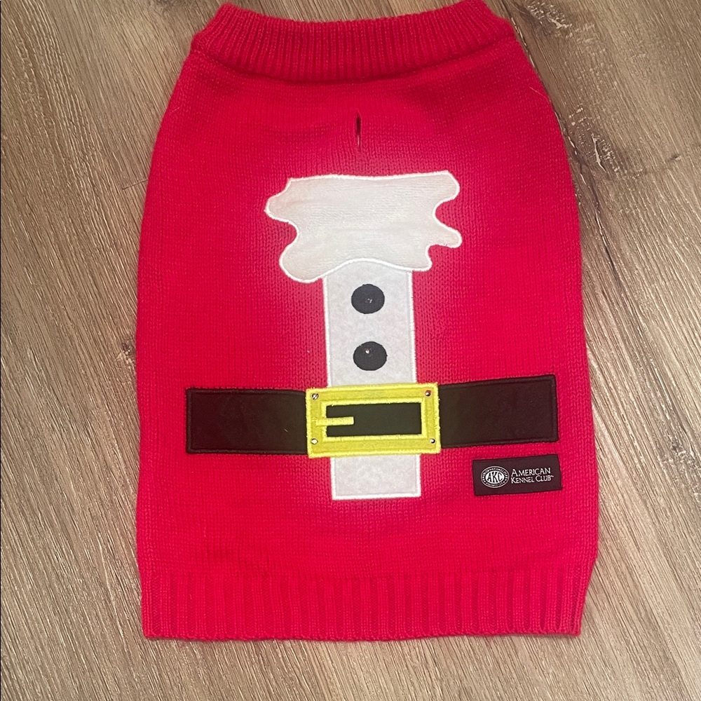 AKC Santa Light-Up Dog Sweater – Red Holiday Knit, Size Medium
